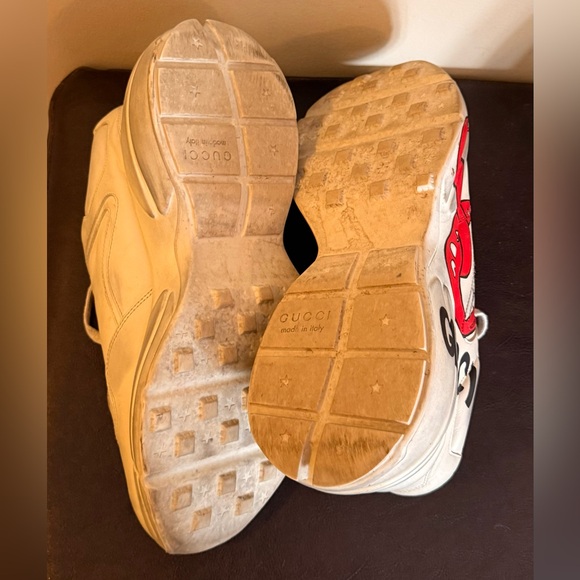 Gucci Rhyton Lips mouth Print Chunky Sneakers White Leather Men’s 7 Women’s 9 - Picture 7 of 7